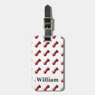 Personalised Cute Kids Red Firetruck luggage tag