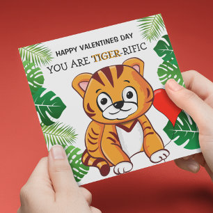 Personalised Cute Kids Tiger-rific Valentines Day Holiday Card