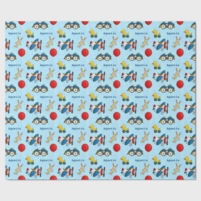 Personalised Cute Kids Toys Pattern  Wrapping Paper (Seam)