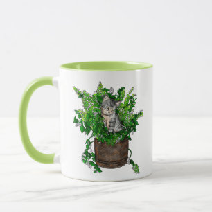 Personalised Cute Kitten in Catnip Pot  Mug