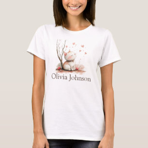 Personalised Cute Kitten with Hearts Women's T-Shirt