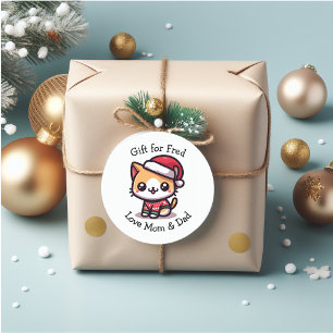 Personalised cute kitty Christmas Classic Round Sticker