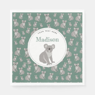 Personalised Cute Koala Pattern Napkin