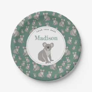 Personalised Cute Koala Pattern  Paper Plate