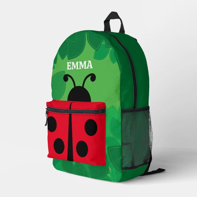Personalised Cute Lady Bug Backpack (Back Corner Right)