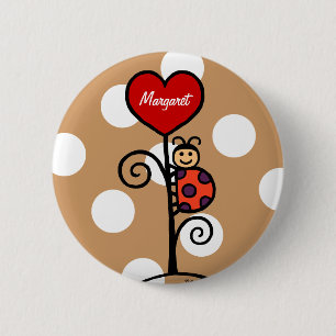 Personalised Cute LadyBug drawing 6 Cm Round Badge