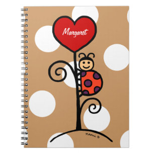 Personalised Cute LadyBug drawing Spiral Notebook