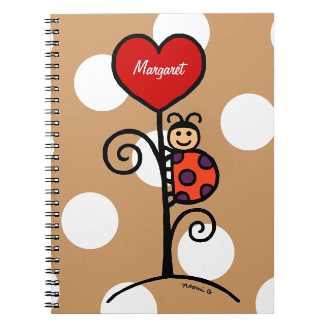 Personalised Cute LadyBug drawing Spiral Notebook (Front)