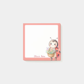 Personalised Cute Ladybug Flower Sticky Notes