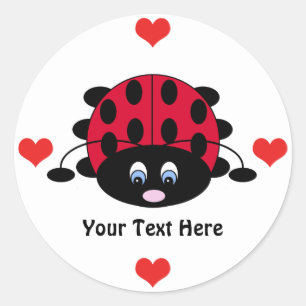 Personalised Cute Ladybug with Hearts Stickers