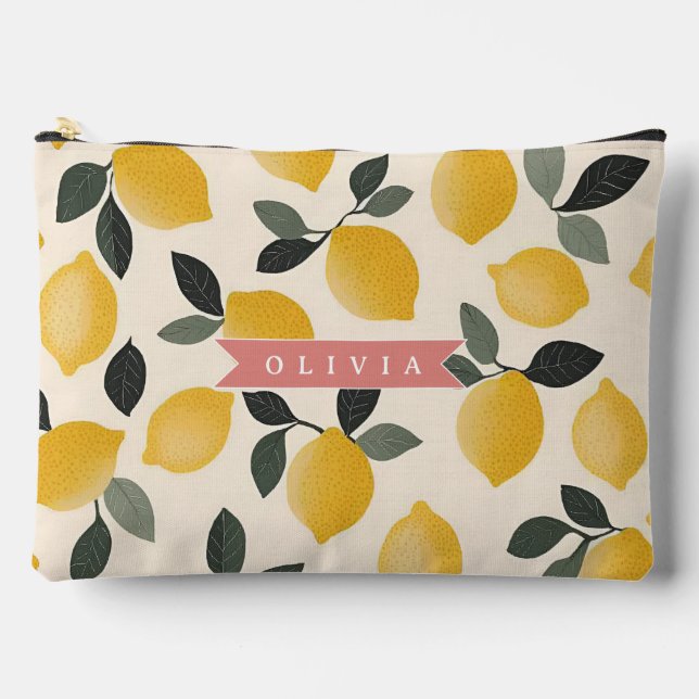 Personalised Cute Lemon Pattern Fresh Summer Accessory Pouch (Front)