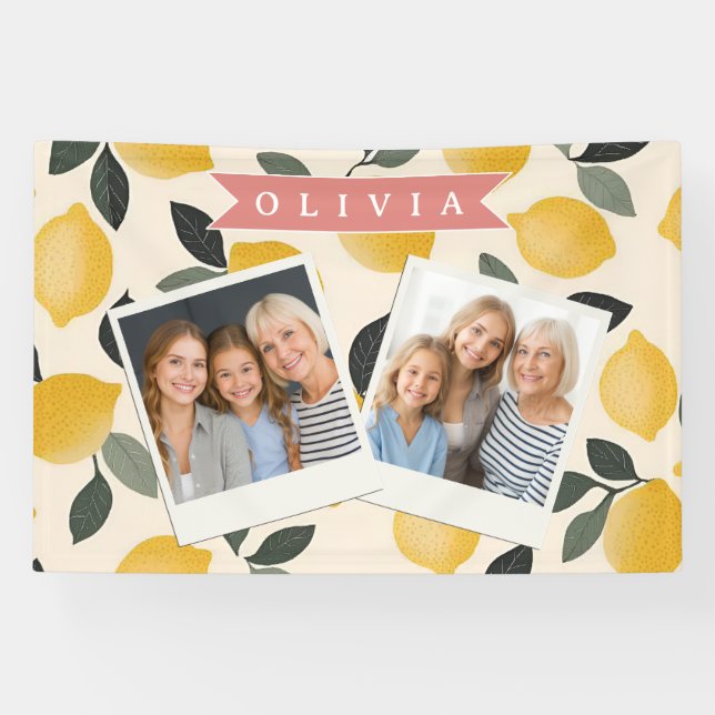 Personalised Cute Lemon Pattern Fresh Summer Banner (Horizontal)