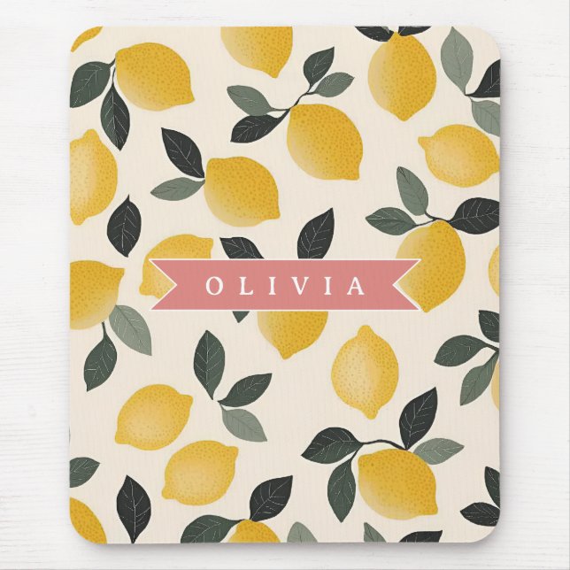 Personalised Cute Lemon Pattern Fresh Summer Mouse Pad (Front)