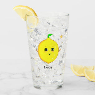 Personalised Cute Lemon & Star Glass