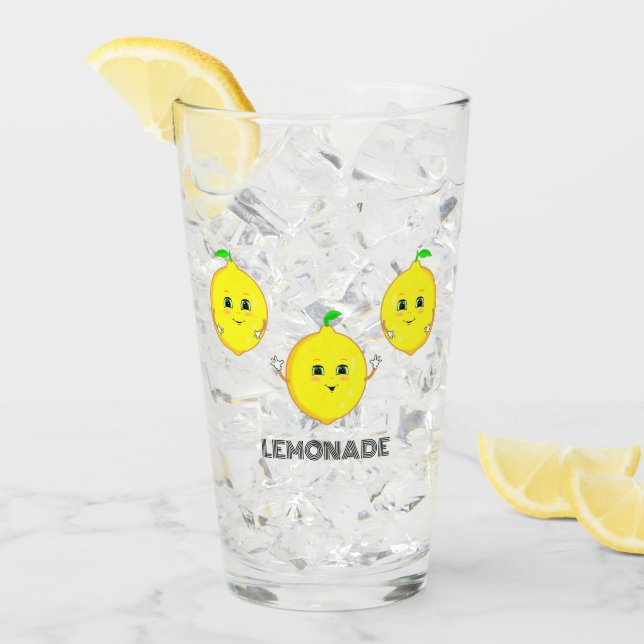 Personalised Cute Lemons Glass (Front Ice)
