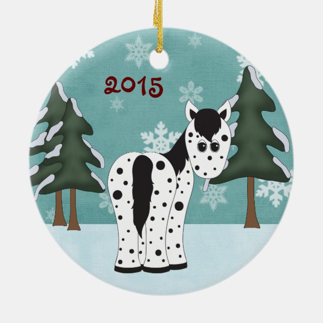 Personalised Cute Leopard Appaloosa ~ Appy Horse Ceramic Tree Decoration (Back)