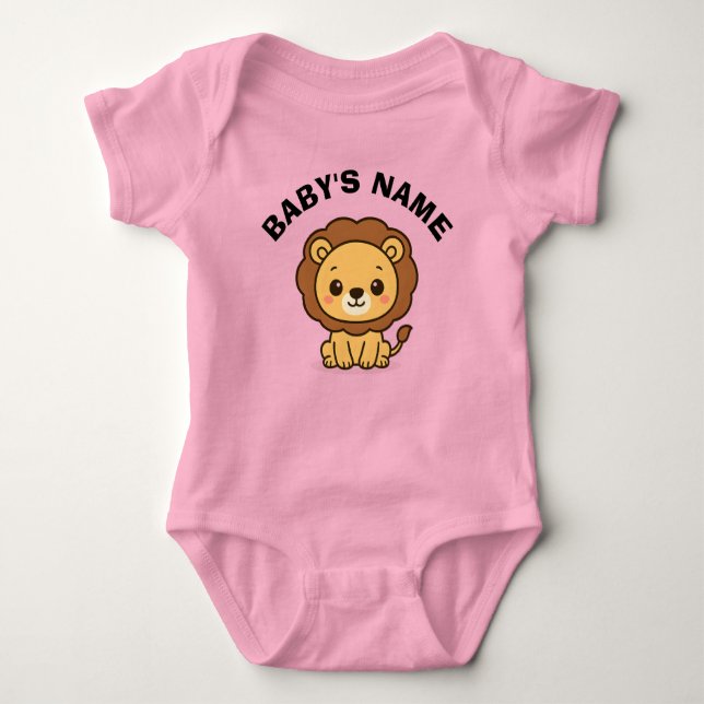 Personalised Cute Lion Baby Bodysuit (Front)