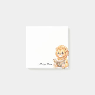 Personalised Cute Lion Reading Book Sticky Notes
