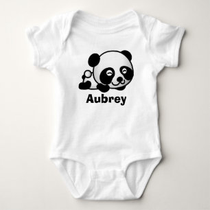 Personalised cute Little baby panda bear Bodysuit