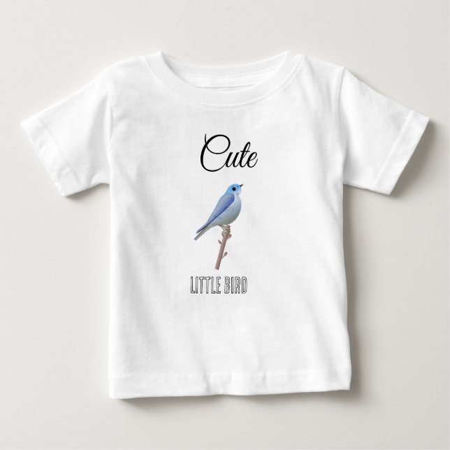 Personalised Cute Little Blue Bird Design Baby T-Shirt (Front)