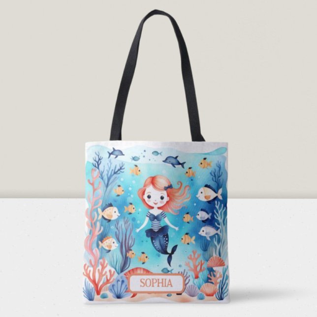 Personalised Cute Little Mermaid Under The Sea Tote Bag (Creator Uploaded)