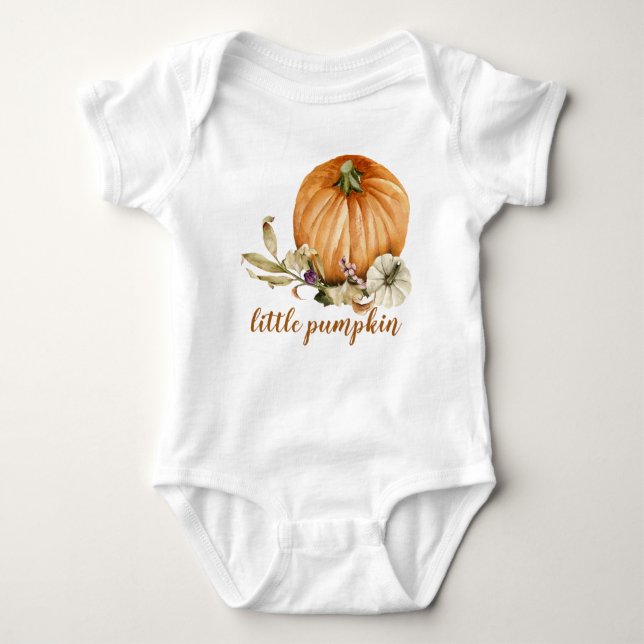 Personalised Cute Little Pumpkin Fall Baby Bodysuit (Front)