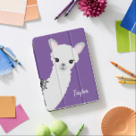 Personalised Cute Llama Purple iPad Pro Cover<br><div class="desc">With a purple background colour and a peeking,  curious Llama,  personalise this tablet case with a name for that llama lover.</div>