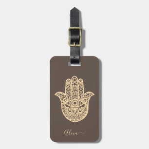 Personalised Cute lucky hamsa hand Luggage Tag