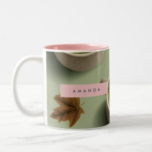 Personalised Cute Matcha Latte Pattern Two-Tone Coffee Mug