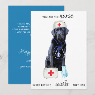 Personalised Cute Medical Nursing Dog Nurses Day Holiday Card