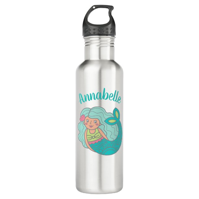 Personalised Cute Mermaid 710 Ml Water Bottle (Front)