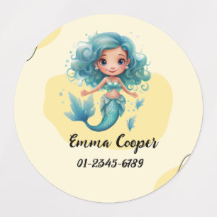 Personalised Cute Mermaid,Name,Phone number