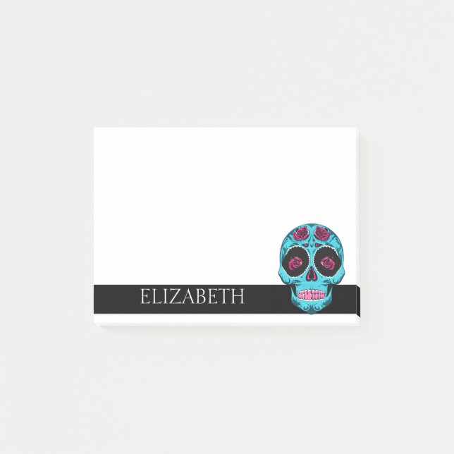 Personalised Cute Mexican Sugar Skull Halloween Post-it Notes (Front)