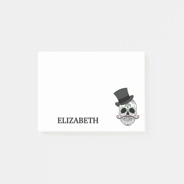 Personalised Cute Mexican Sugar Skull Halloween Post-it Notes (Front)