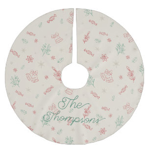 Personalised Cute Minimal Christmas Elements Brushed Polyester Tree Skirt
