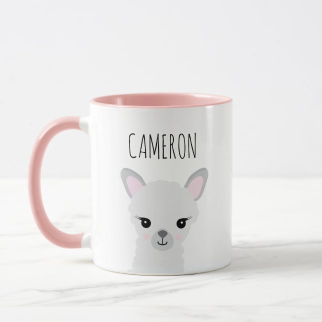 Personalised Cute Modern Llama illustration Mug (Left)
