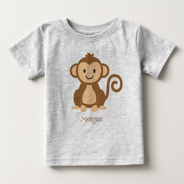 Personalised Cute Monkey Baby T-Shirt (Front)