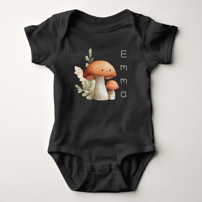 Personalised Cute Mushroom Baby Bodysuit (Front)