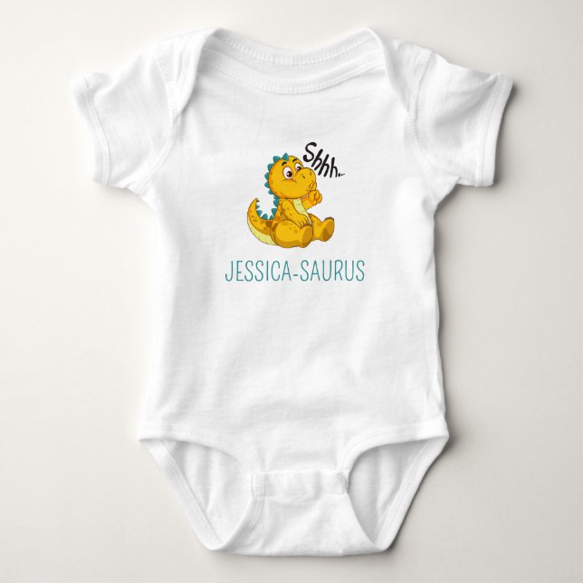 Personalised Cute Name Dinosaur Baby Bodysuit (Front)