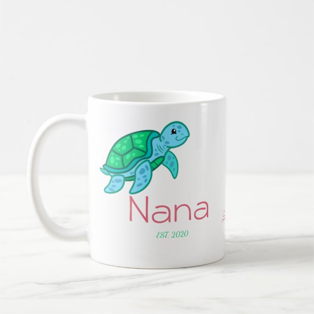 Personalised Cute Nana Sea Turtle  Coffee Mug (Left)