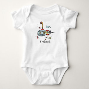 Personalised Cute Nautical Submarine Under Water Baby Bodysuit