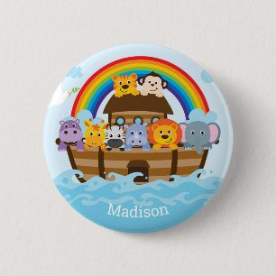 Personalised Cute Noah's Ark Baby Shower Button