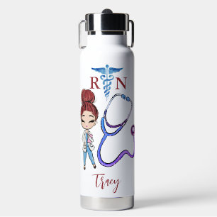 Personalised Cute Nurse Monogram Gift   Water Bottle