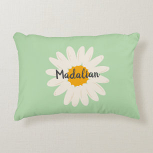 Personalised cute nursery girly sunflower green decorative cushion