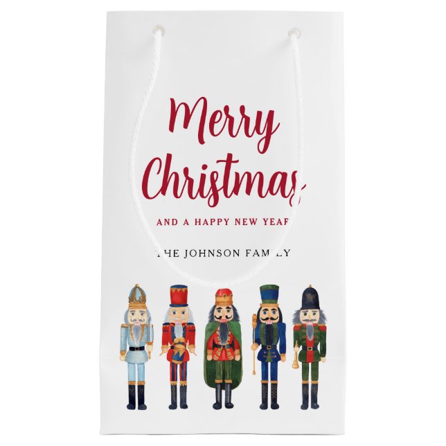Personalised Cute Nutcracker Christmas Small Gift Bag (Front)