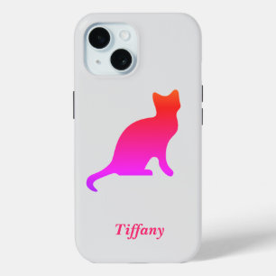 Personalised cute ombre cat  iPhone 15 case