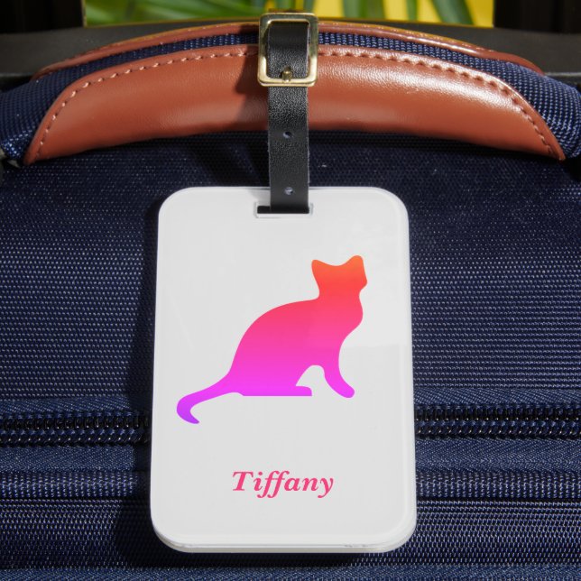 Personalised cute ombre cat  luggage tag (Front Insitu 2)