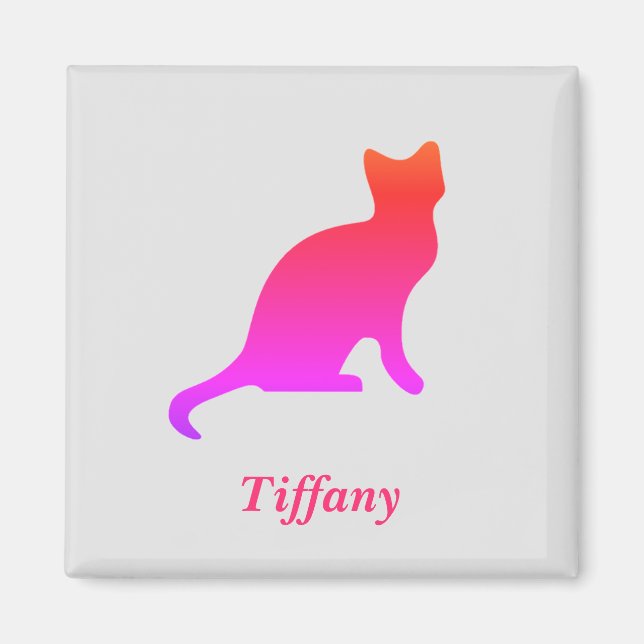 Personalised cute ombre cat  magnet (Front)