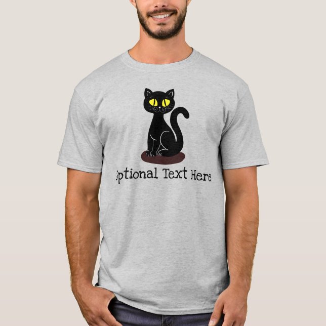 Personalised Cute or Funny Black Cat T-Shirt (Front)