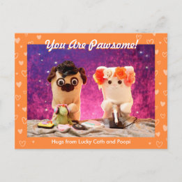 Personalised Cute Orange Stylish Hearts Photo Postcard